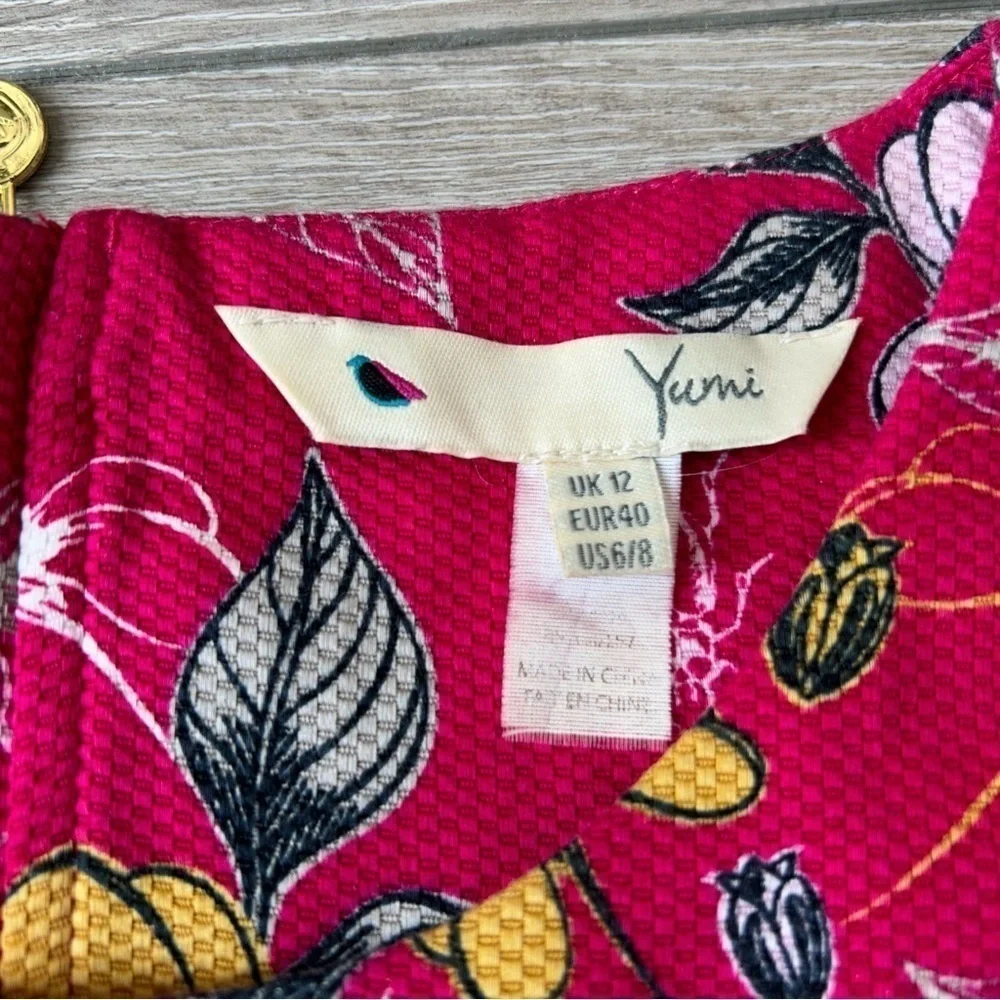 Yumi Sleeveless Floral Casual DARK PINK SKATER DRESS - Picture 8 of 14